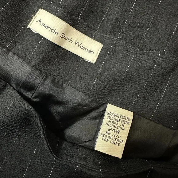 NWT Amanda Smith Fully Lined BLACK Pinstriped Dress PANTS Trousers Plus Sz 24W - Picture 7 of 8